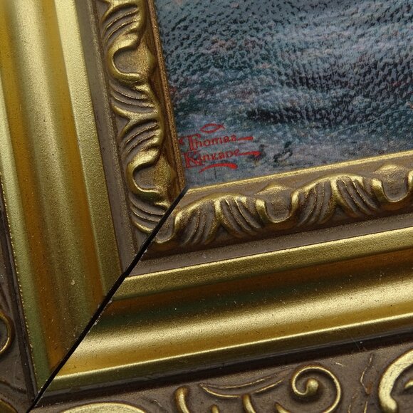 Thomas Kinkade End of a Perfect Day Canvas Print Ornate Gold Wood Frame Mini 3x5 - Picture 6 of 6